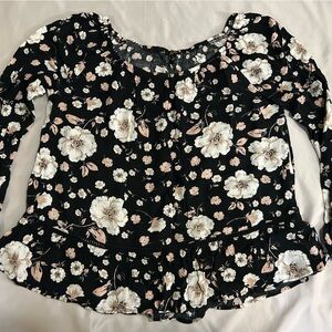 Lee Black Floral Button Down Shirt